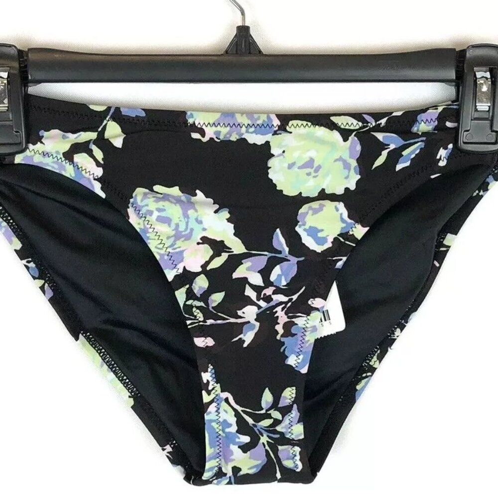 Volcom Women’s Black Floral Hipster Bikini Bottom Size L